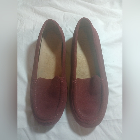 Vionic Womens Debbie Suede Moccasins Slip On Loafers Burgundy Size 9.5 - Picture 1 of 10